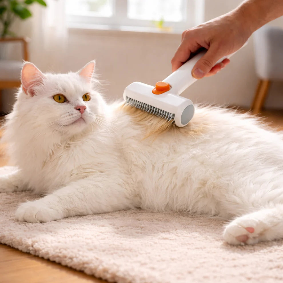 Self Cleaning Cat Grooming Brush with Release Button